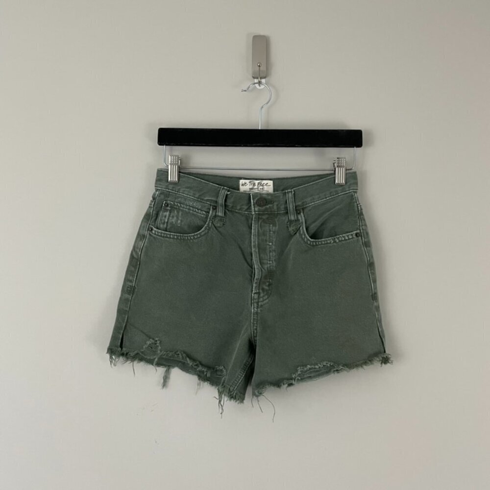Free People We The Free Makai Cutoff Denim Shorts in Olive Size 26